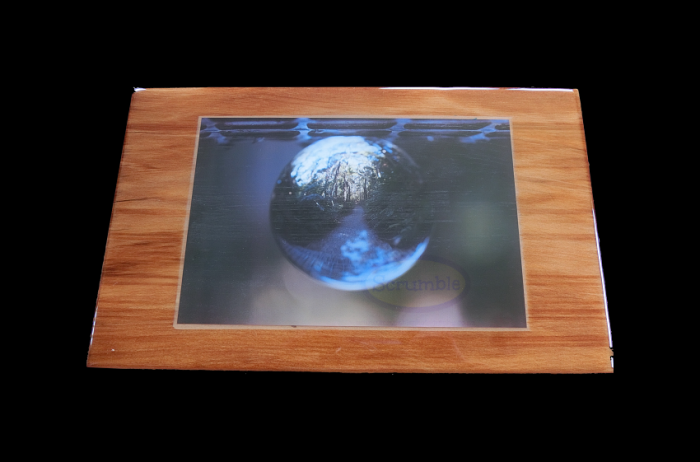 Lensball photo mounted on Rimu wood